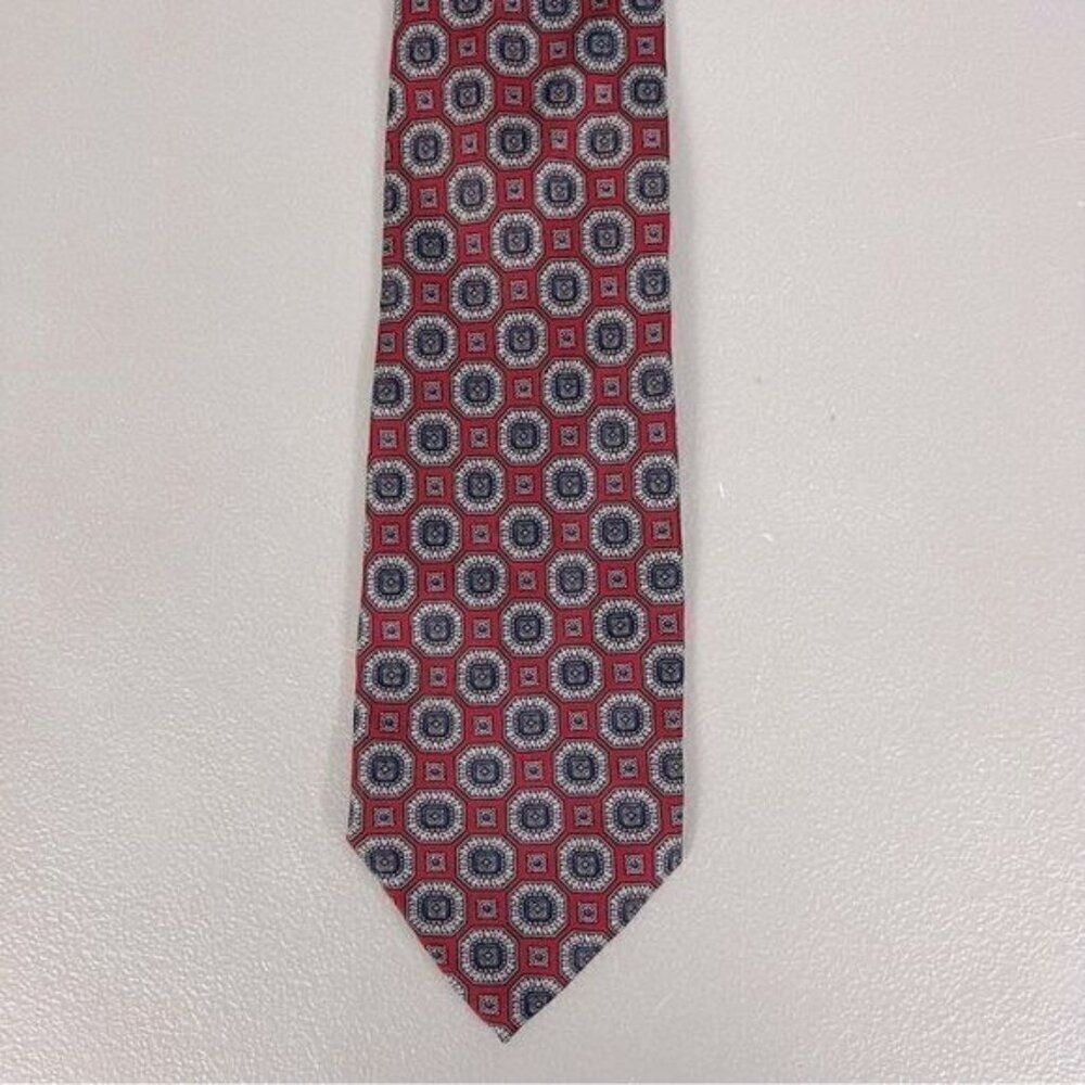 LANVIN MENS SILK TIE RED WITH DESIGN